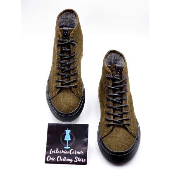 Frye Men's Olive Wool Rubber High-Top Ludlow Fashion Shoes Size 13 385 - Picture 5 of 16